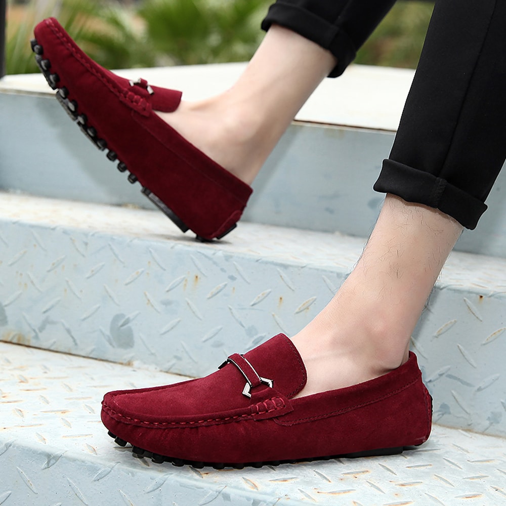 High Quality Suede Slip On Men Loafers Genuine Leather Casual Shoes Soft Non Slip Driving Flats 3
