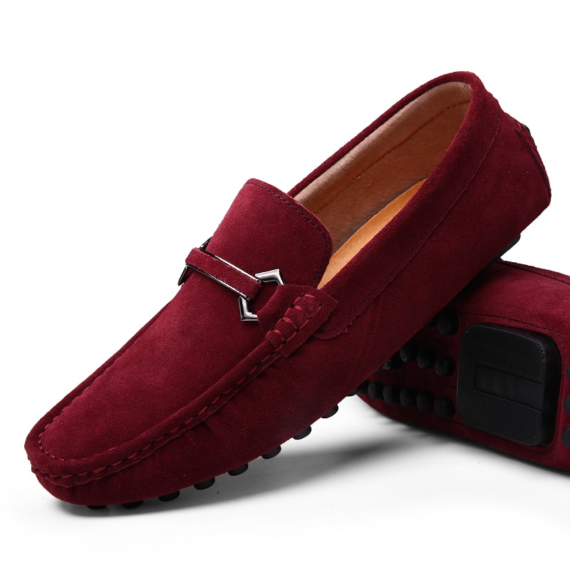 High Quality Suede Slip On Men Loafers Genuine Leather Casual Shoes Soft Non Slip Driving Flats 5