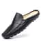 Breathable Casual Leather Slippers For Men Summer Slipon Loafers Comfy Half Shoes 2