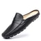 Breathable Casual Leather Slippers For Men Summer Slipon Loafers Comfy Half Shoes 2