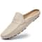 Breathable Casual Leather Slippers For Men Summer Slipon Loafers Comfy Half Shoes 3