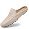 Breathable Casual Leather Slippers For Men Summer Slipon Loafers Comfy Half Shoes 3