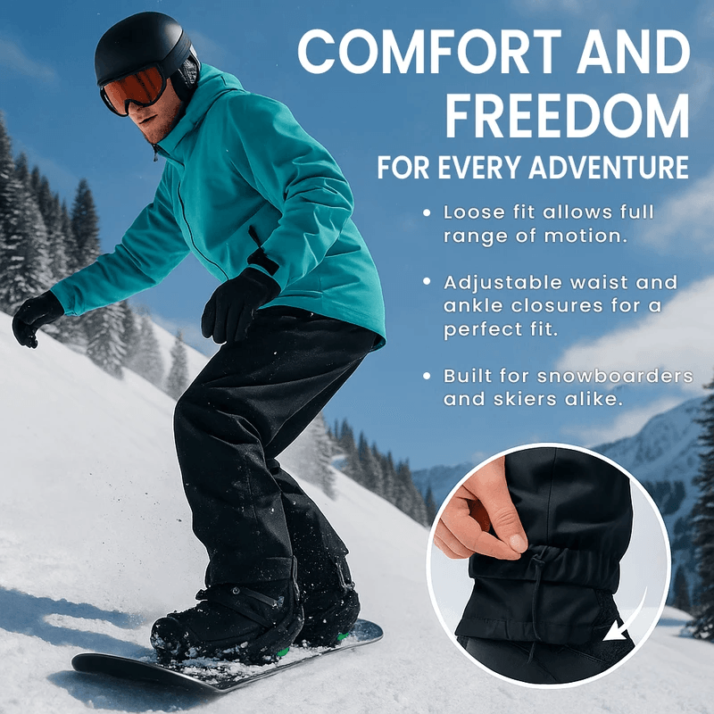 loose fit snow pants designed for winter sports comfort