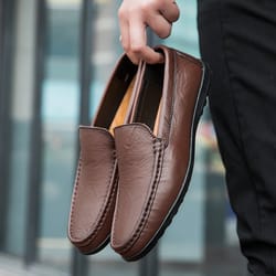 luxury brand comfortable men loafers, genuine leather casual shoes, breathable italian moccasins for driving