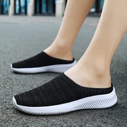 breathable summer mesh men casual shoes, comfortable half loafers, outdoor indoor slippers for women, fashion sneakers
