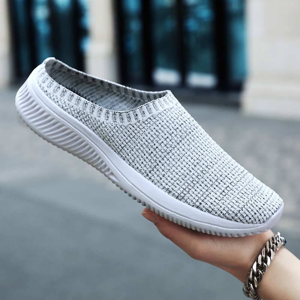 Breathable Summer Mesh Men Casual Shoes Comfortable Half Loafers Outdoor Indoor Slippers For Women 7