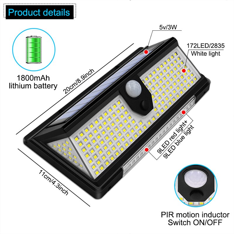 Outdoor Garden Solar LED Light Waterproof Wall Lamp With Solar Motion Sensor For Yard Door Decorati 1