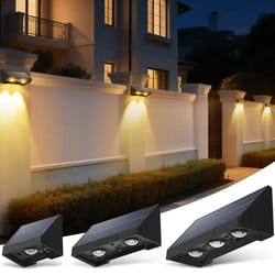 solar powered fence light, outdoor waterproof solar wall lamp, warm white garden light for house number address sign