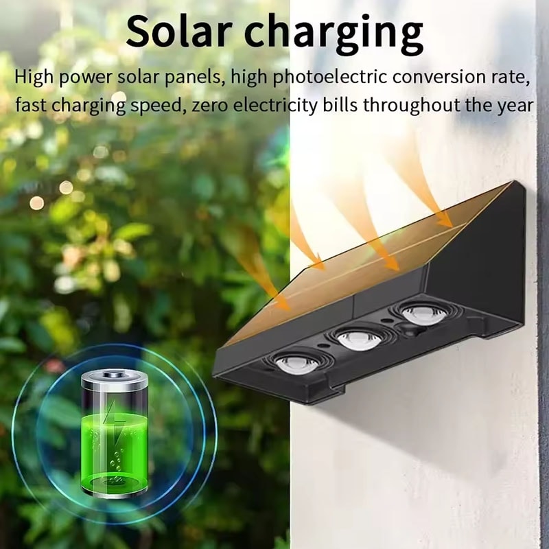 Solar Powered Fence Light, Outdoor Waterproof Solar Wall Lamp, Warm White Garden Light for House Number Address Sign