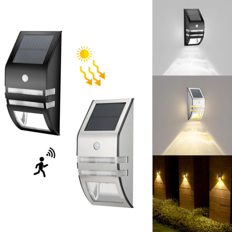 Outdoor LED Wall Lamp with PIR Motion Sensor, Waterproof IP65 Solar Power Lighting for Garden, Fence, and Patio