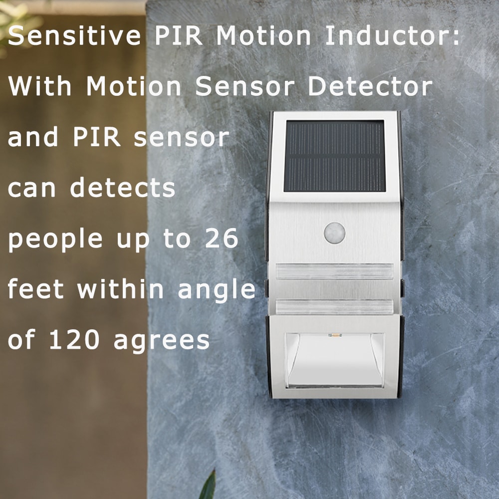 Outdoor LED Wall Lamp with PIR Motion Sensor, Waterproof IP65 Solar Power Lighting for Garden, Fence, and Patio