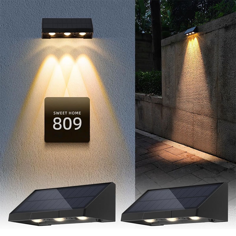 Waterproof Solar Wall Lamp Outdoor Garden Light For Mailbox Address House Number Facades 0