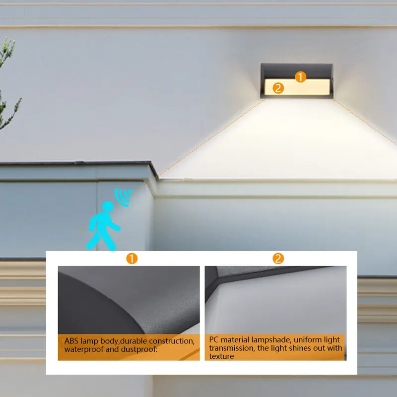 Retro LED Outdoor Wall Lamp with Motion Sensor for Living Room and Bedroom