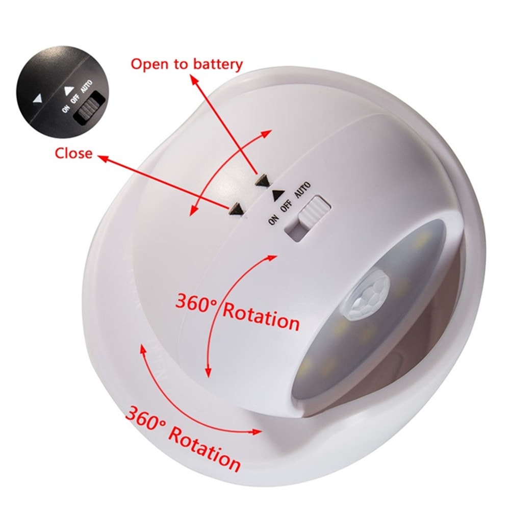 Induction Wall Night Light EnergySaving LED Lamp Portable 360Degree Rotation Porch Light 2