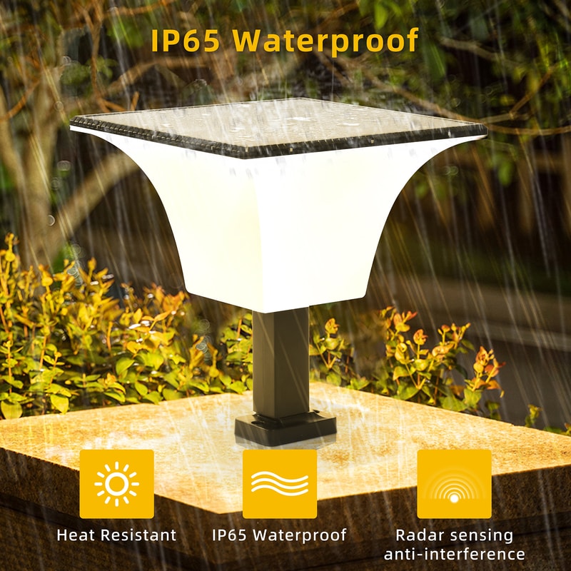 Outdoor Waterproof Solar Stigma Light with Radar Sensor, Solar Wall LED Lights for Porch, Garage, Entryway