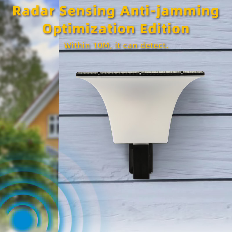 Outdoor Waterproof Solar Stigma Light with Radar Sensor, Solar Wall LED Lights for Porch, Garage, Entryway