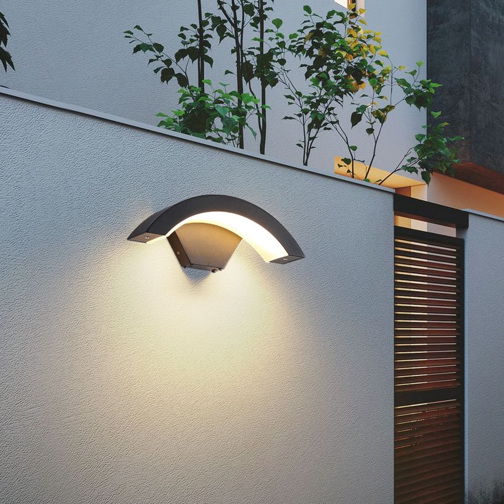 Minimalist Outdoor Wall Lamp Waterproof Infrared Motion Sensor MoonShaped Garden Light For Balcony 2