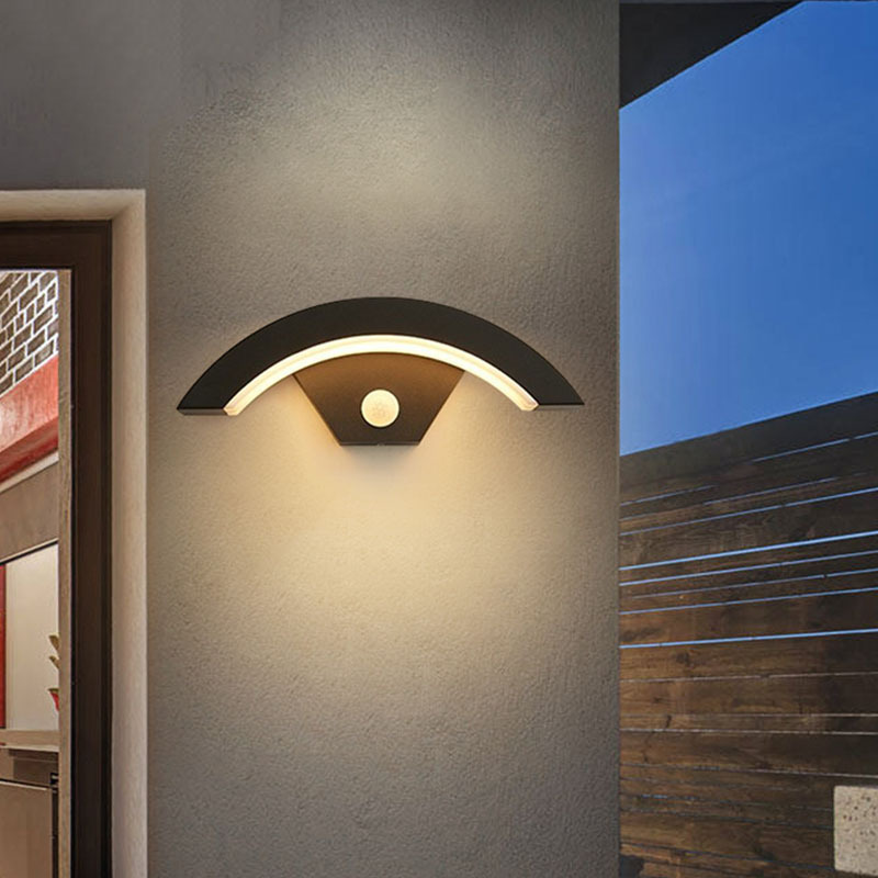 Minimalist Outdoor Wall Lamp Waterproof Infrared Motion Sensor MoonShaped Garden Light For Balcony 3