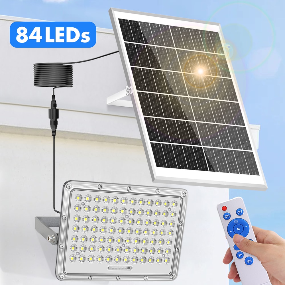 Outdoor LED Flood Light, Solar Street Light Waterproof, Solar Security Light, Light Sensor Solar Parking Lot Lights