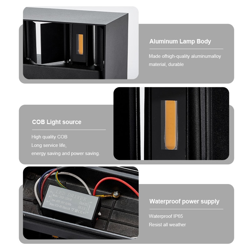 Aluminum LED Wall Lamp Outdoor Porch Garden Lights Waterproof Interior Wall Light 5