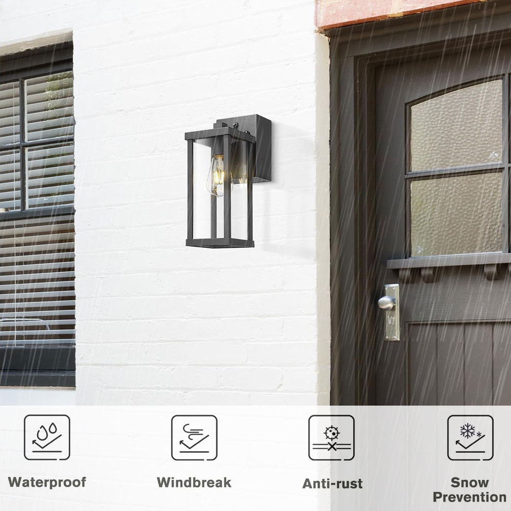 Outdoor Porch Light with Outlet, Dusk to Dawn Wall Mount Exterior Lighting for House, Patio & Garage