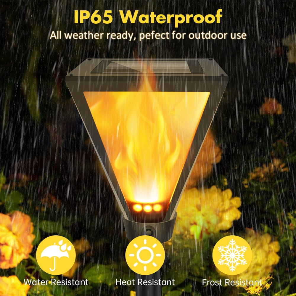 Flickering Flame Solar Garden Lights, Waterproof Solar Pathway Lights for Lawn and Yard