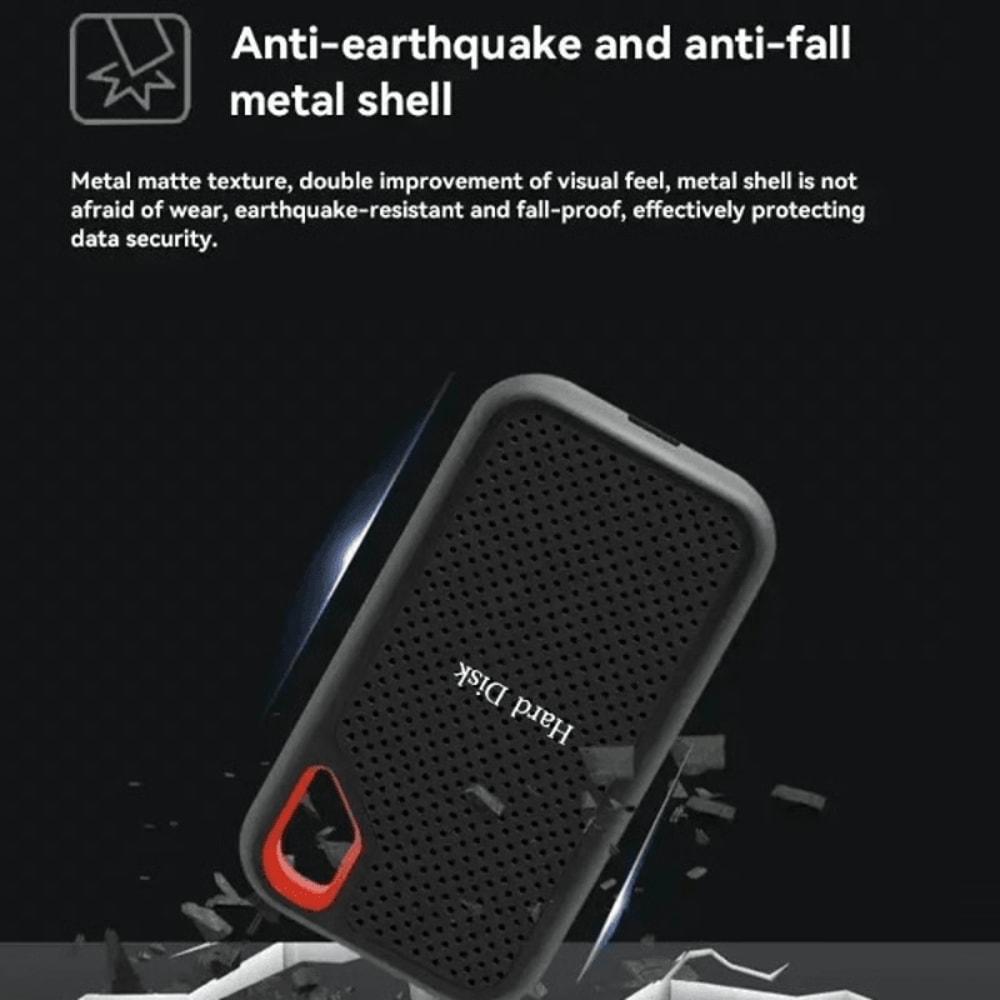 Durable portable SSD with USB TypeC compatibility for backups