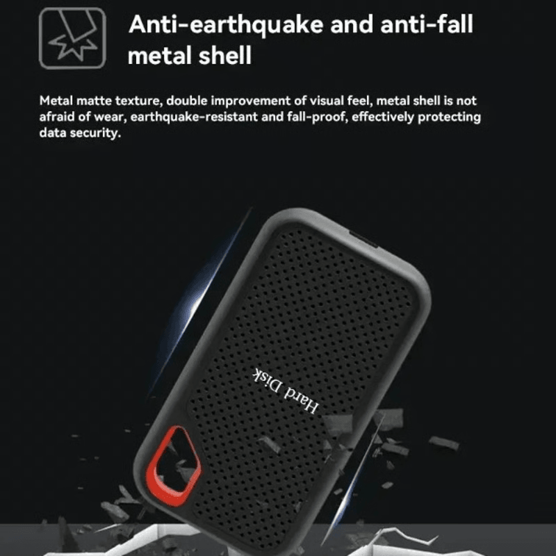 Durable portable SSD with USB TypeC compatibility for backups