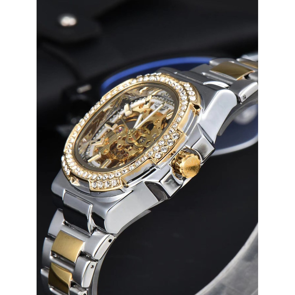 Automatic Man Watch Luxury Stainless Steel Mechanical Skeleton Waterproof Diamond Watch 1
