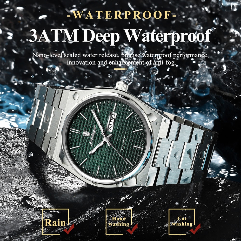 Original Luminous Men's Quartz Watch, Waterproof Stainless Steel, Fashionable Design