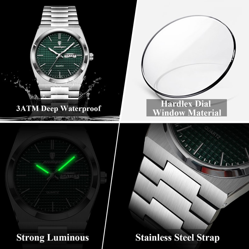 Original Luminous Men's Quartz Watch, Waterproof Stainless Steel, Fashionable Design