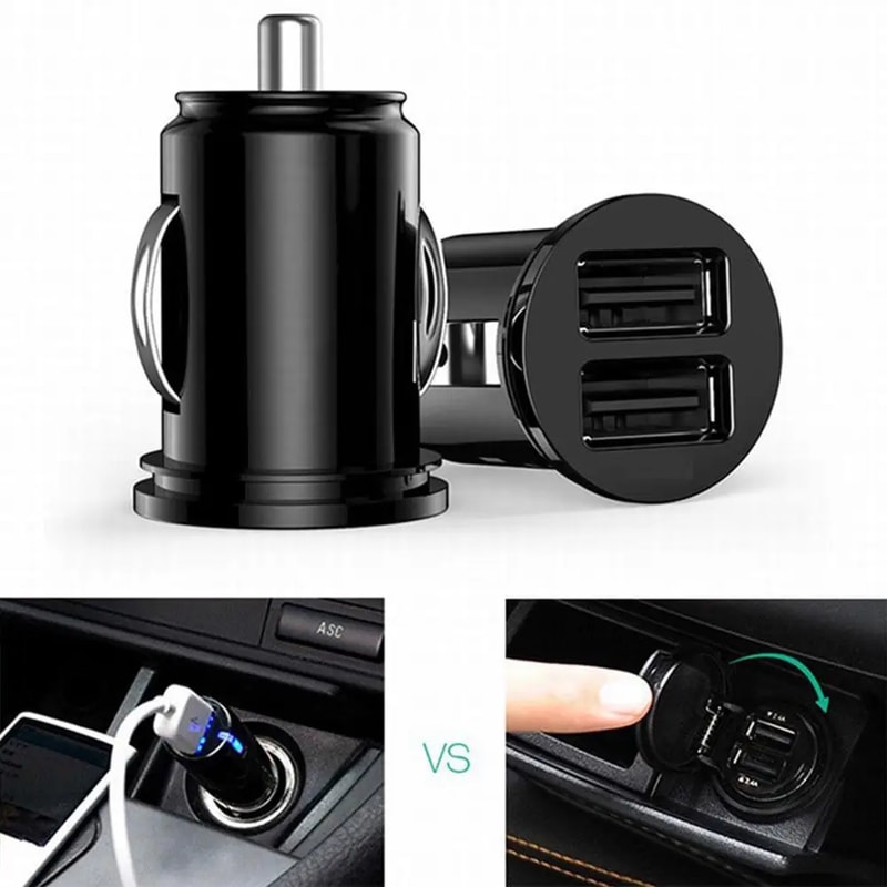 Fast Charging Dual USB Car Charger, 2 Port Cigarette Lighter Adapter, USB Power Adapter For All Smart Phones