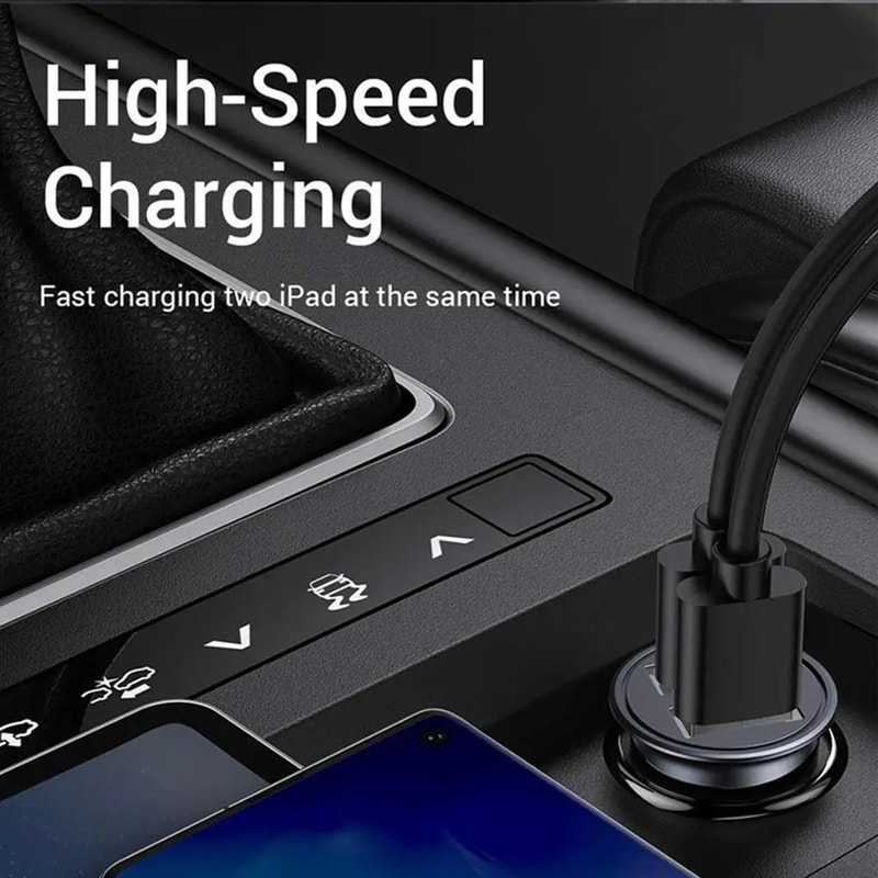 Fast Charging Dual USB Car Charger, 2 Port Cigarette Lighter Adapter, USB Power Adapter For All Smart Phones