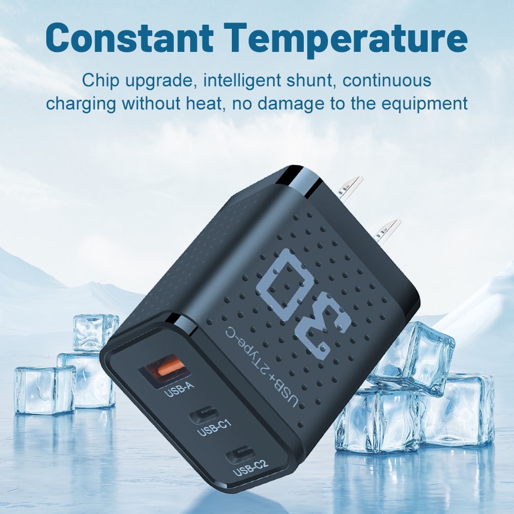 USB Type C Fast Charging Adapter For IPhone Samsung Xiaomi Huawei With 3 Ports QC30 Wall Charger 2