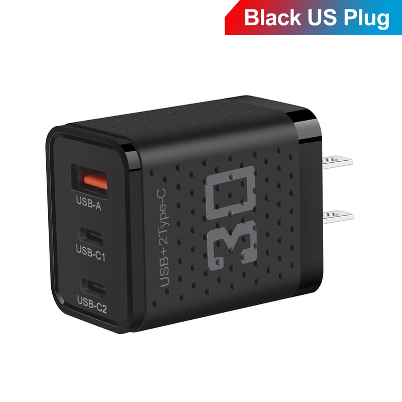 USB Type C Fast Charging Adapter For IPhone Samsung Xiaomi Huawei With 3 Ports QC30 Wall Charger 5