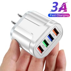 4 port usb wall charger, fast charger qc for iphone, samsung, huawei, xiaomi, mobile phone adapter