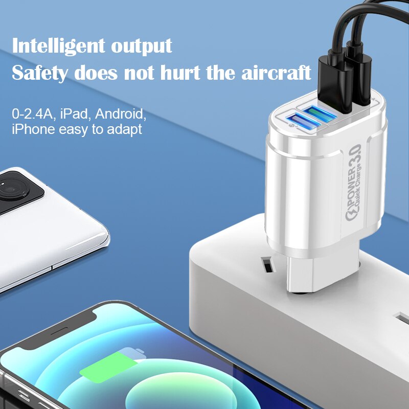 4 Port USB Wall Charger Fast Charger QC For IPhone Samsung Huawei Xiaomi Mobile Phone Adapter 3