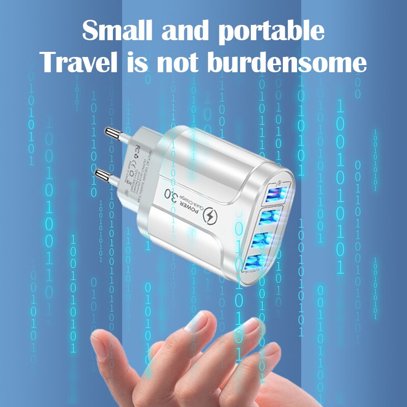 4 Port USB Wall Charger Fast Charger QC For IPhone Samsung Huawei Xiaomi Mobile Phone Adapter 5