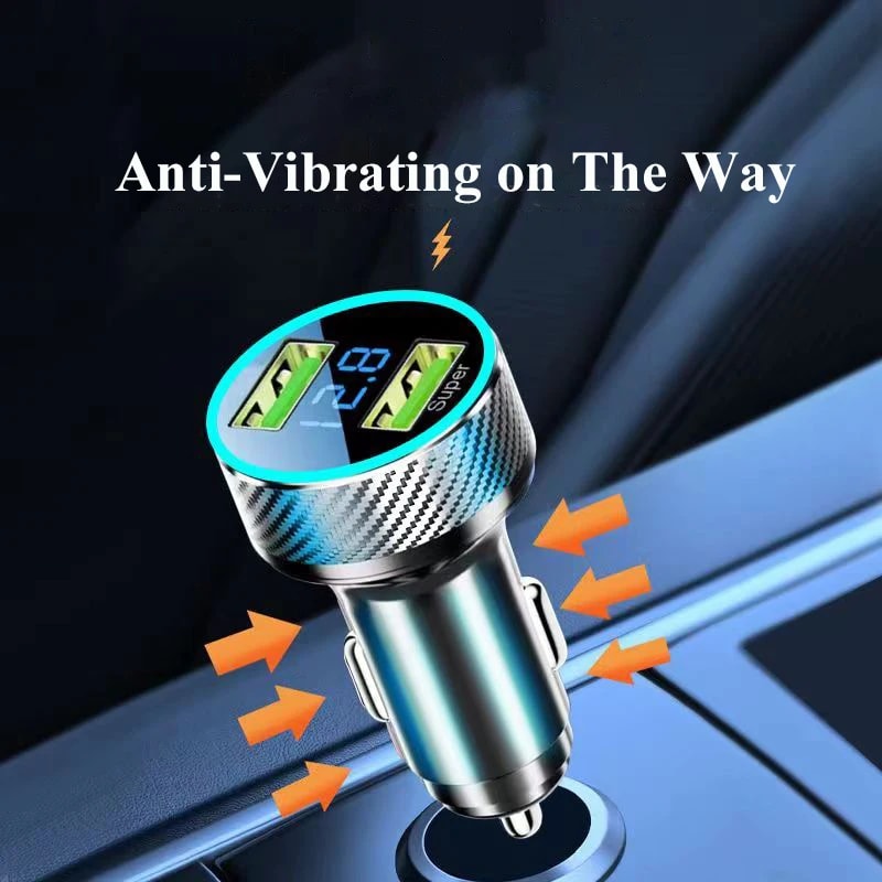 Super Fast USB Car Charger Adapter 2 In 1 Voltage Monitor For IPhone Samsung Huawei Oneplus IPad 3