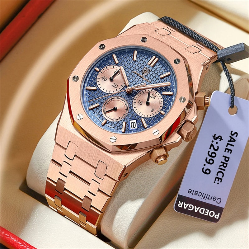 Waterproof Stainless Steel Men Wristwatch Luxury Quartz Business Fashion Watch Luminous Date Timepi 4