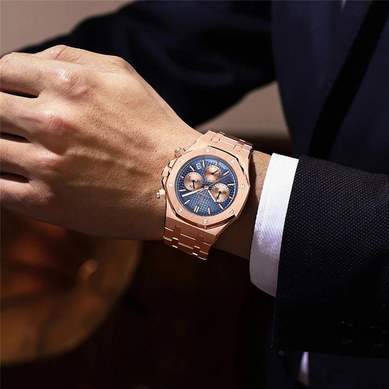 Waterproof Stainless Steel Men Wristwatch Luxury Quartz Business Fashion Watch Luminous Date Timepi 2