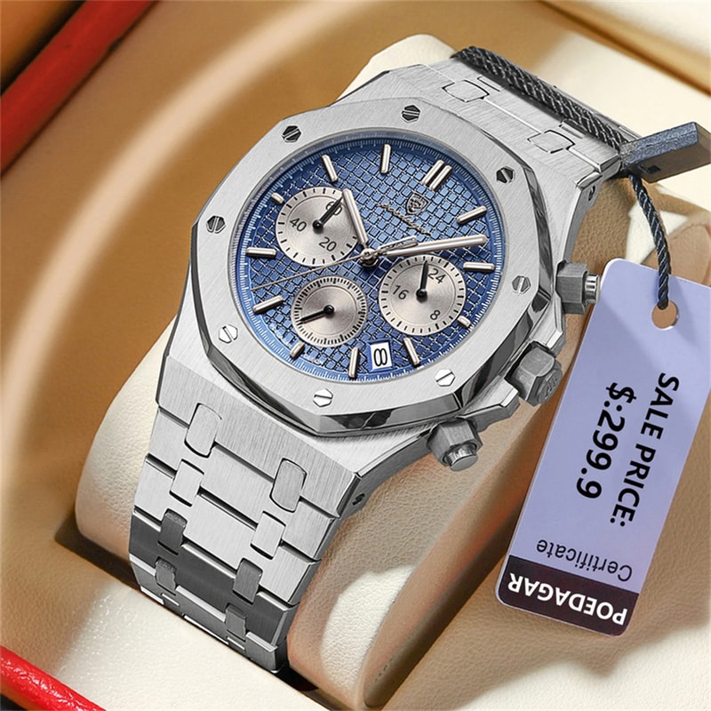 Waterproof Stainless Steel Men Wristwatch Luxury Quartz Business Fashion Watch Luminous Date Timepi 9