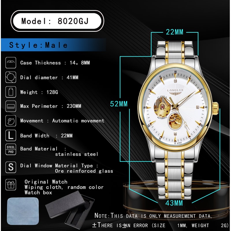 Elegant Luxury Watches For Men Waterproof Skeleton Automatic Mechanical Stainless Steel Business Gi 4