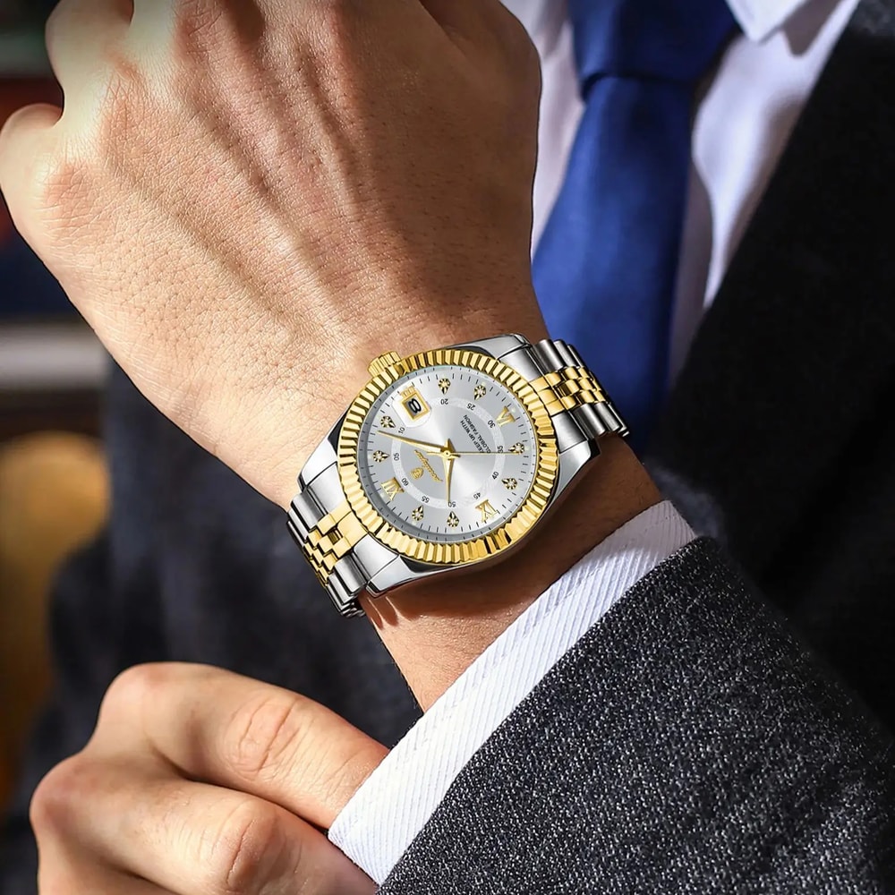 Waterproof Luxury Mens Quartz Watch Military Date Wristwatch Stainless Steel Fashion Watch 5