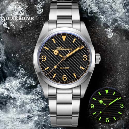 Luminous Men's Quartz Watches, New Analog Watch with Bubble Mirror Glass, Stainless Steel Bracelet