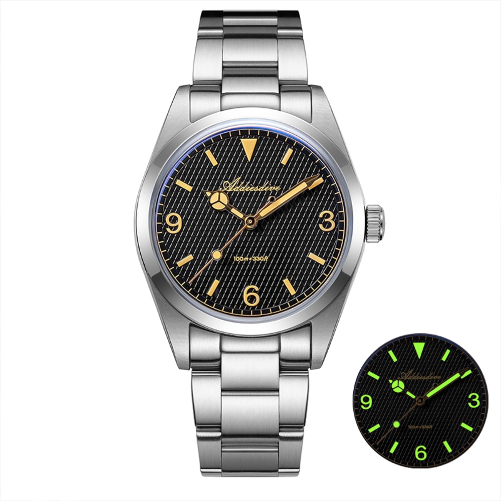 Luminous Mens Quartz Watches New Analog Watch With Bubble Mirror Glass Stainless Steel Bracelet 6