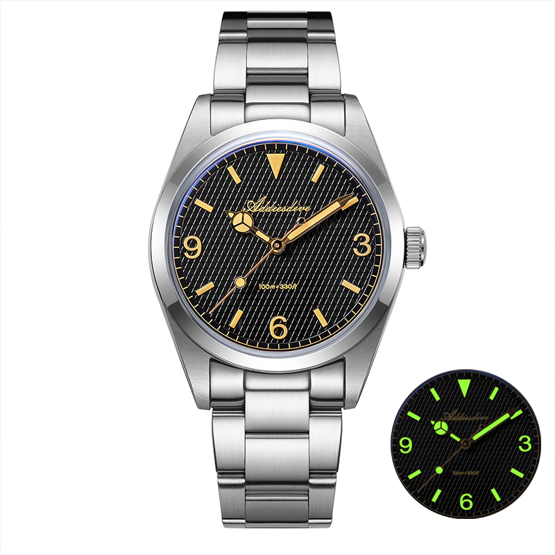 Luminous Mens Quartz Watches New Analog Watch With Bubble Mirror Glass Stainless Steel Bracelet 6