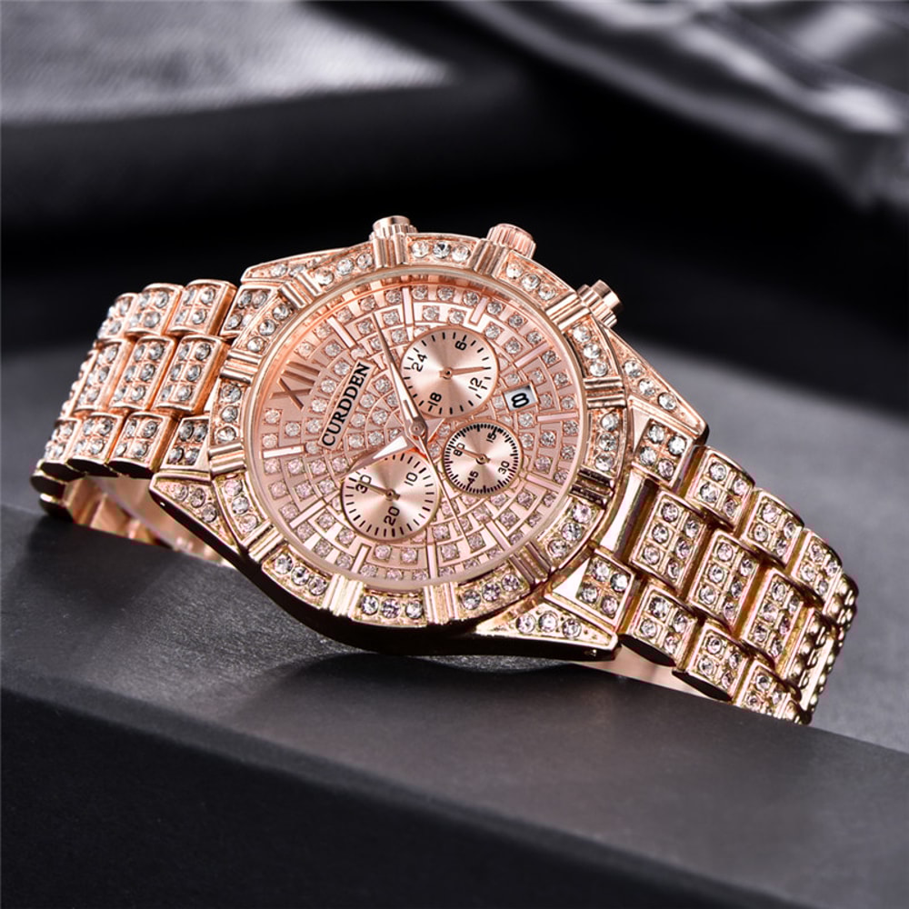 Original CURDDEN Brand Luxury Watches For Men Fashion Golden Date Vintage Quartz Watch Alloy Band H 3
