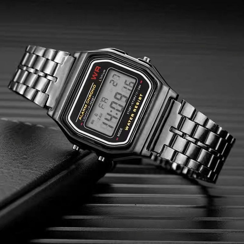 Men Women LED Digital Wristwatches Luxury Gold Silver Sports Military Watches Retro Steel Band Wris