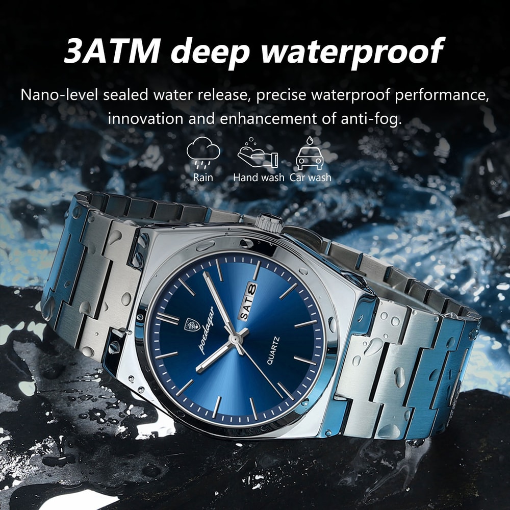 Luxury Watch For Man Waterproof Luminous Date Week Stainless Steel Men Watch Casual Quartz Mens Wat 1